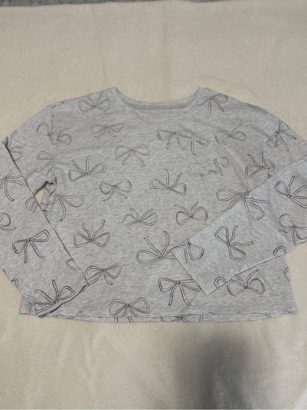 Carter's Light Gray Long-Sleeve Tee with Bow Sketch Print